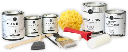 White marble epoxy countertop - white,